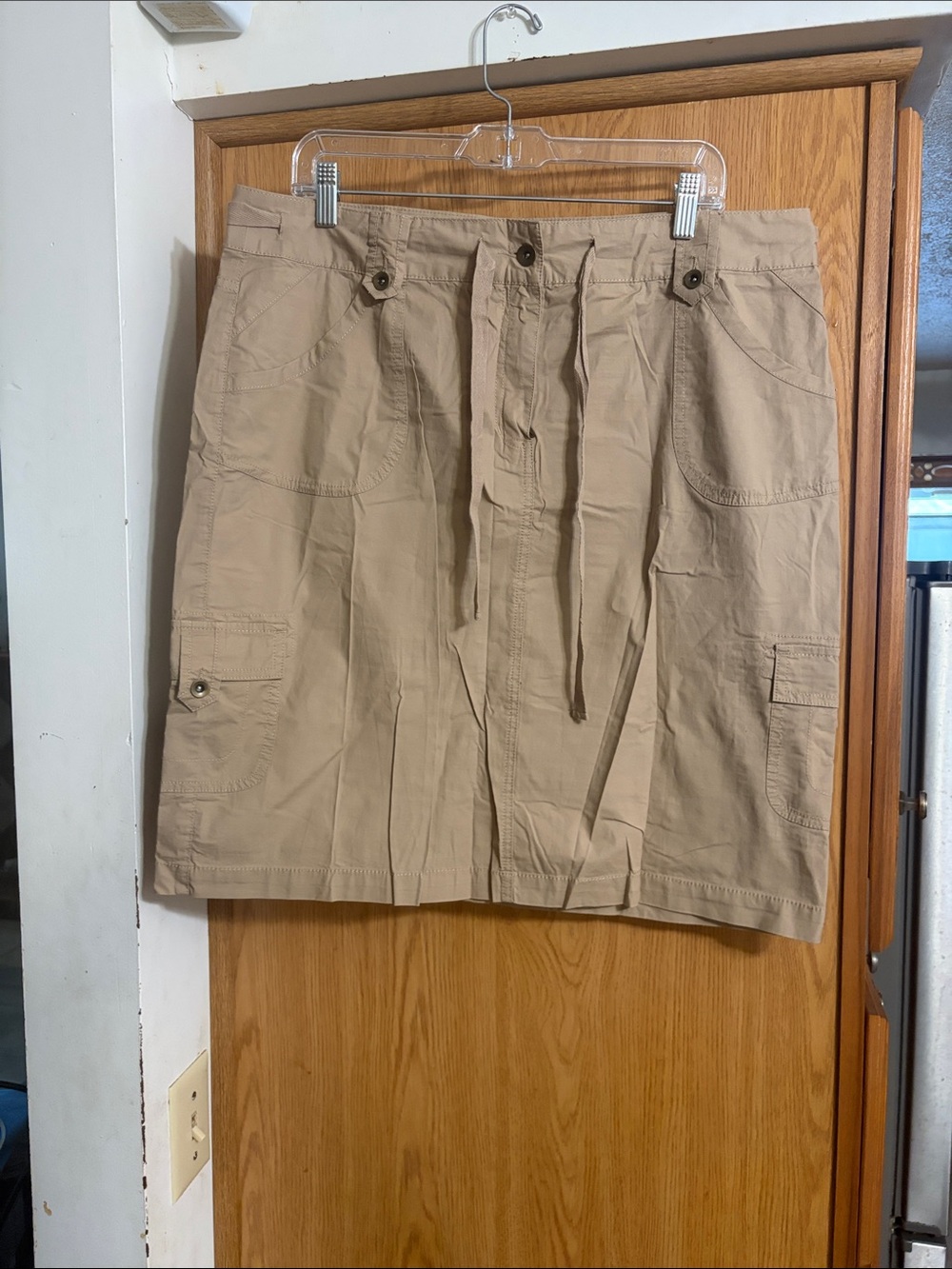 Casual Drawstring Midi Skirt in Tan